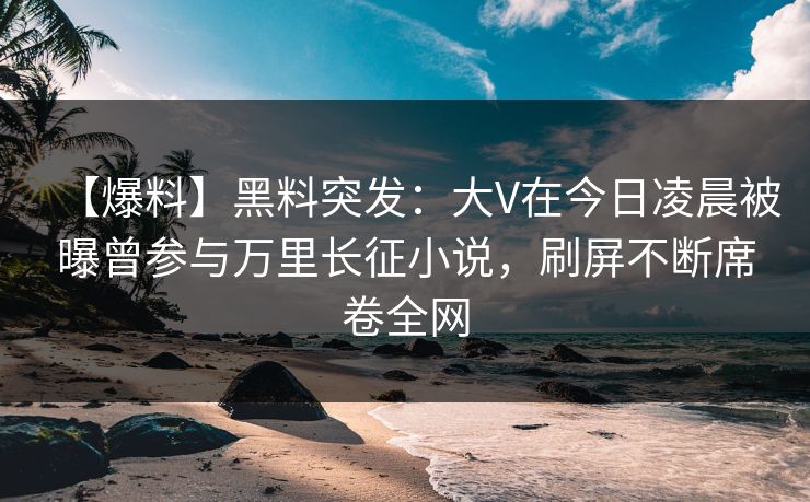 【爆料】黑料突发：大V在今日凌晨被曝曾参与万里长征小说，刷屏不断席卷全网