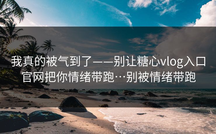 我真的被气到了——别让糖心vlog入口官网把你情绪带跑…别被情绪带跑